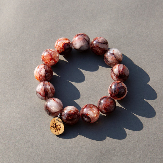 希少ディープレッド・ヘマタイトクォーツ|大粒15mm+ 天然石パワーストーンブレスレット(高発色レアカラー)