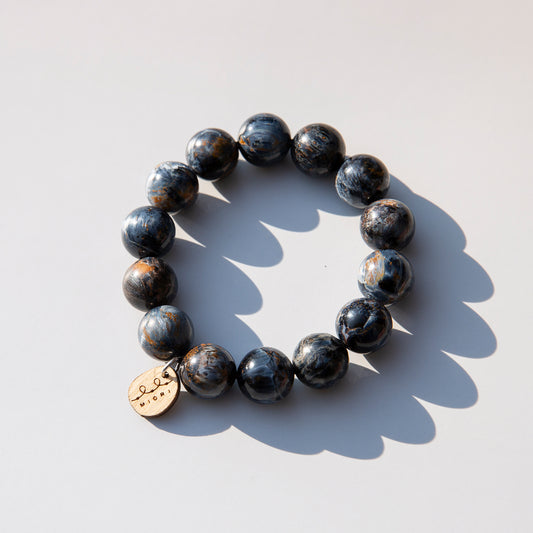 ピーターサイト|大粒14.5mm 天然石パワーストーンブレスレット(渦巻く雷光ストーン)