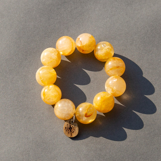 Rare Orange Hematite Quartz | Large 15mm Natural Stone Power Stone Bracelet (Vivid Energy Colors)
