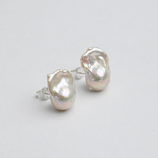 天然バロック淡水パール ピアス｜約2㎝ 大粒｜K925シルバー エネルギージュエリー
