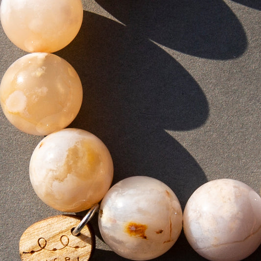 さくらアゲート｜大粒15mm 天然石パワーストーンブレスレット（優しい癒しの桜瑪瑙）
