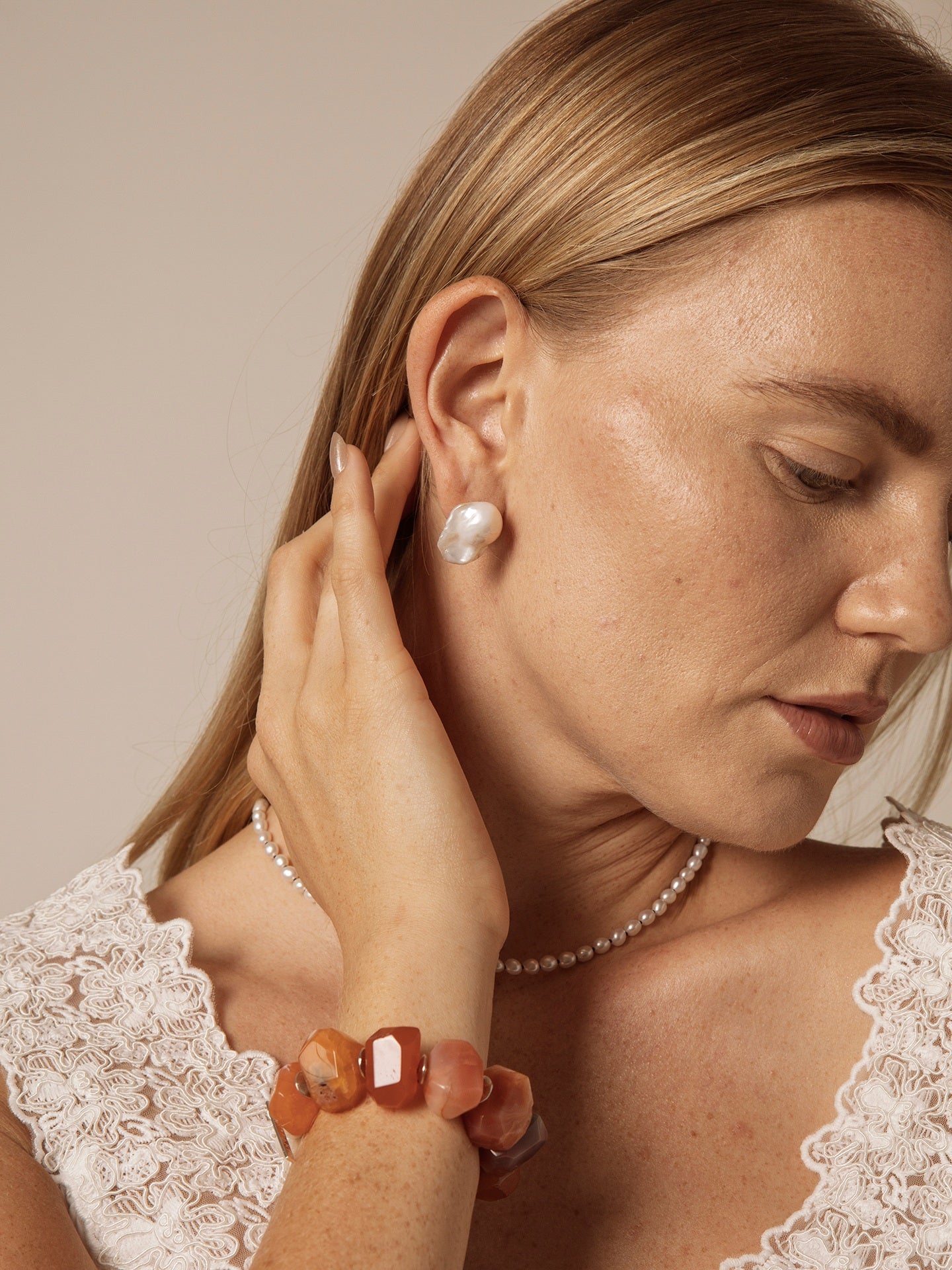 PURAPERLA 天然バロック淡水パール ピアス｜約2㎝ 大粒｜K925シルバー