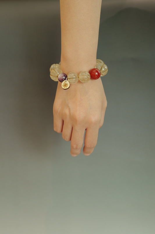 クリムゾン・クォータス天然石ブレスレット　パワーストーン ヒマラヤ水晶