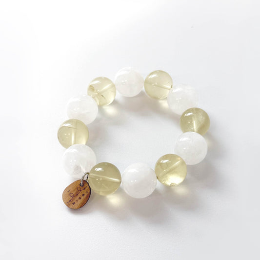 MIORI レモンクォーツ × ホワイトファントム ナチュラルエナジーブレスレット｜大粒15mm＋ 天然石パワーストーン